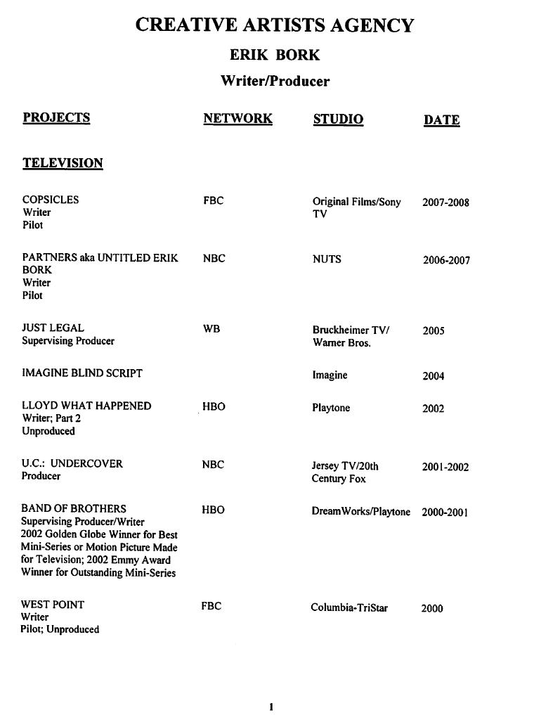 Resume For Television Writer Resume Templates Television